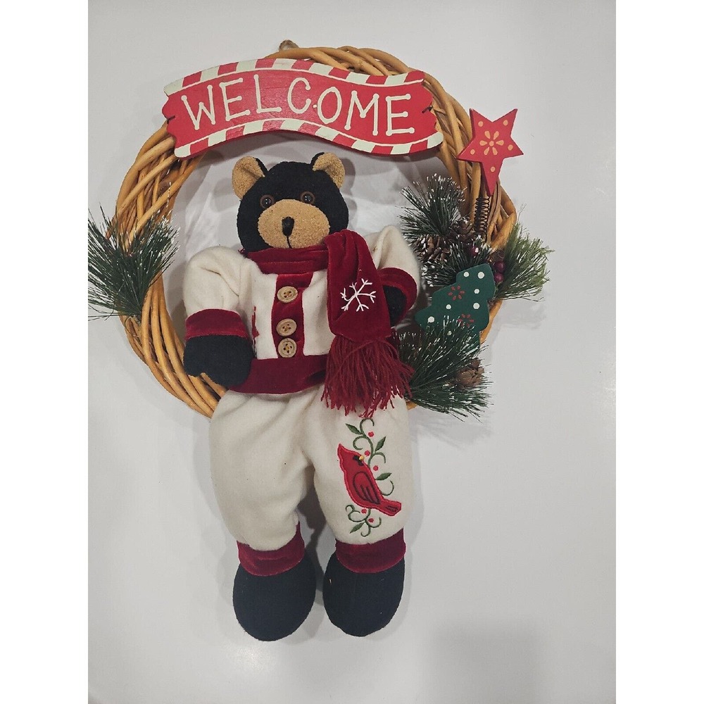 Welcome Christmas Reef With Teddy Bear On‎ Bottom 12 Inch Diameter Handmade